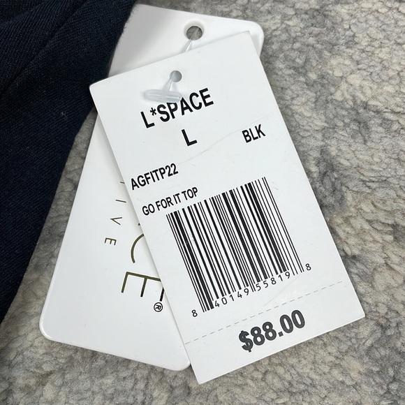 NWT L Space Go For It Activewear Athletic Crop Top Black Tie Waist Sz L - Picture 10 of 11